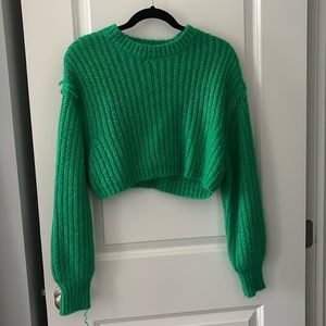 Green cropped sweater